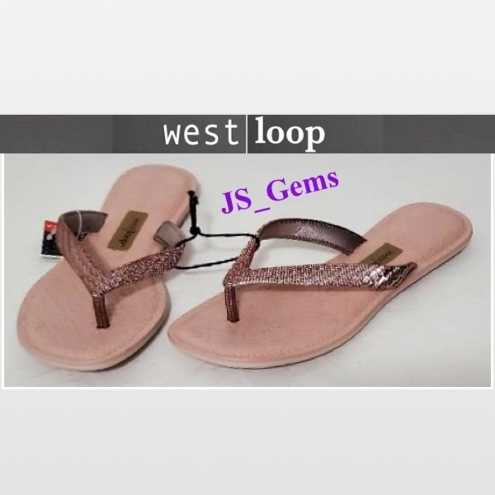 New Westloop Womens Flip Flops Sandal Shoes Gold Small 5 6
